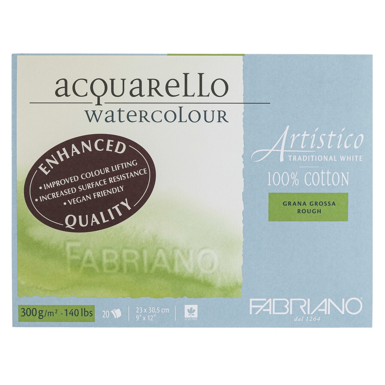 Fabriano Artistico Traditional White Watercolor Block, 140 lb./300 gsm